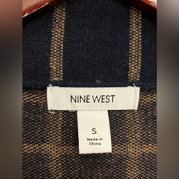Nine West Navy Plaid Coatigan, Long Sweater, LN, Small - Picture 3 of 12